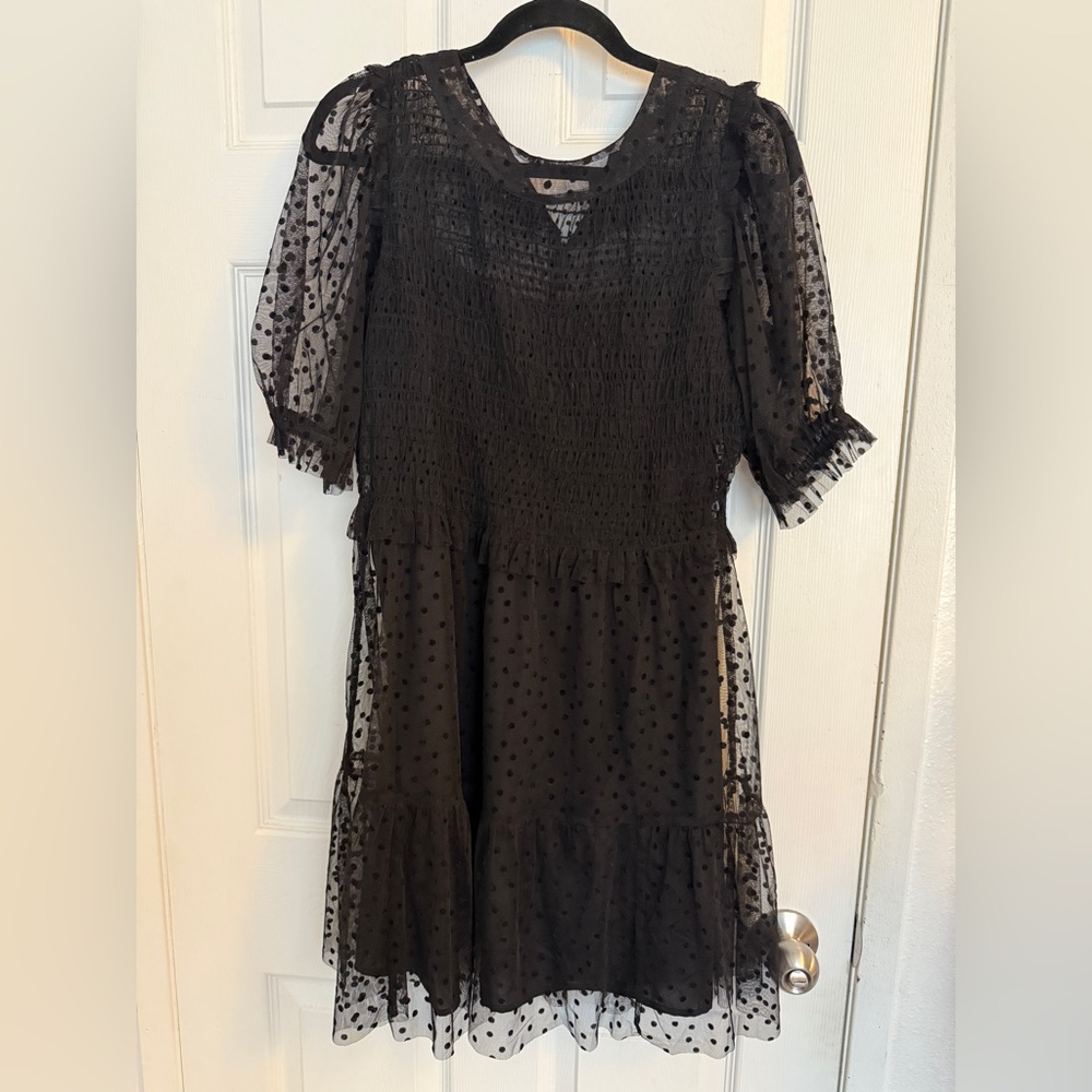 GAP Black Sheer Polka Dot Top